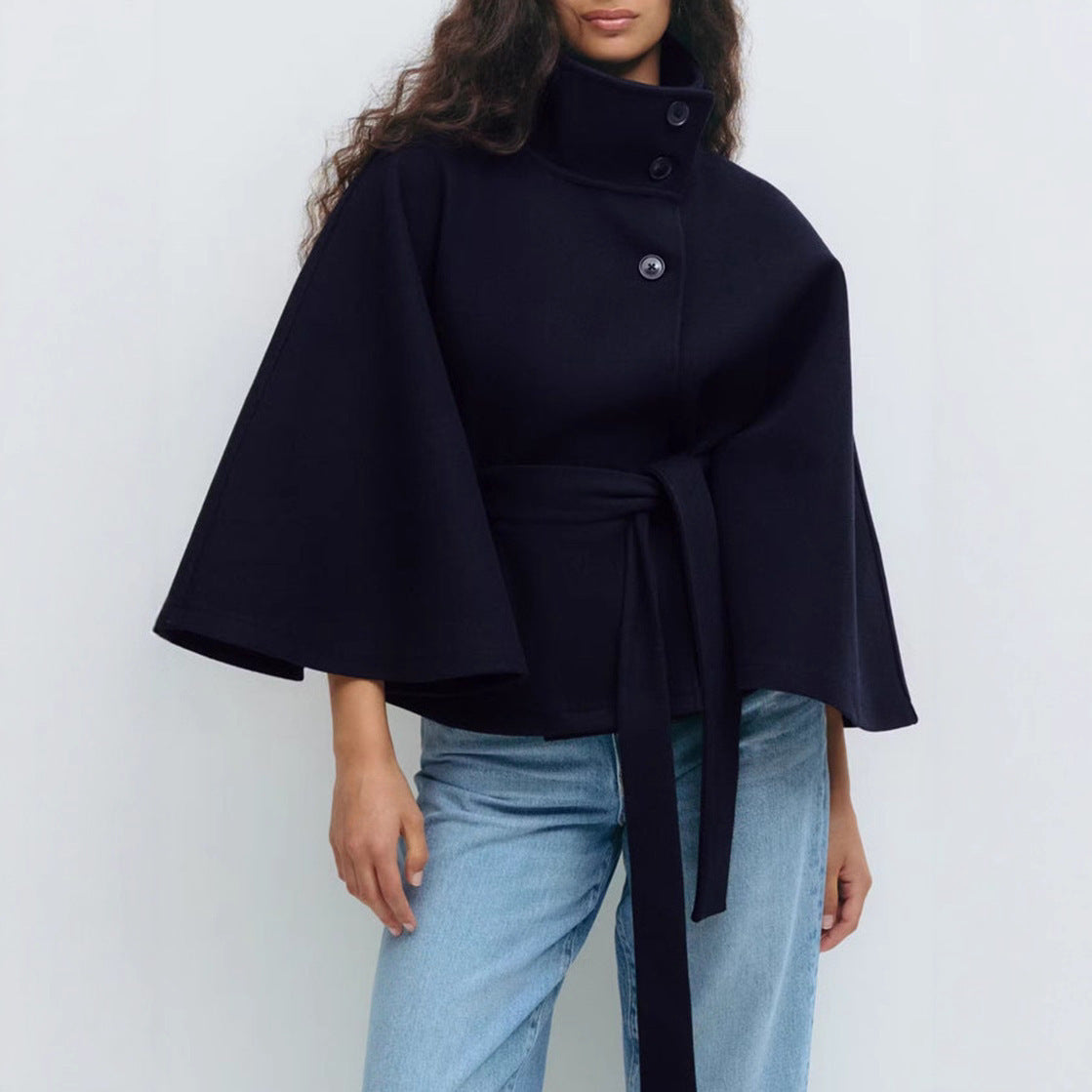 Winter High Neck Batwing Sleeve Coat For Women Clothing