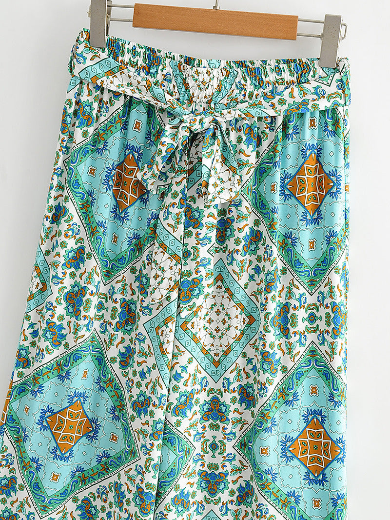 Fall Women's Clothing Positioning Printing Suit Long-sleeved Top Wide-leg Trousers For Women