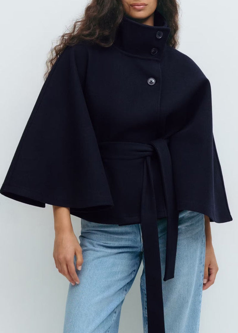 Winter High Neck Batwing Sleeve Coat For Women Clothing