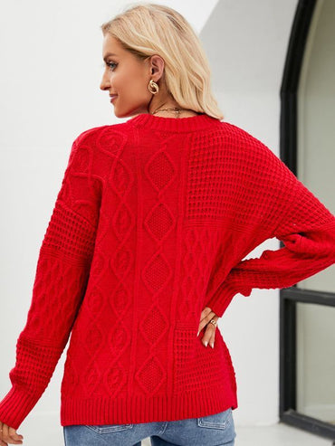 Casual Round-neck Pullover Sweater Winter Top for Women