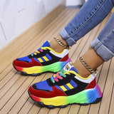 Women's Fashion Thick Bottom Colorful Front Lace - up Sneakers - AGB LuxeDrop