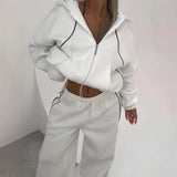 Athleisure Zip - up Long - sleeve Hoodie And Loose - fitting Sweatpants Set - AGB LuxeDrop