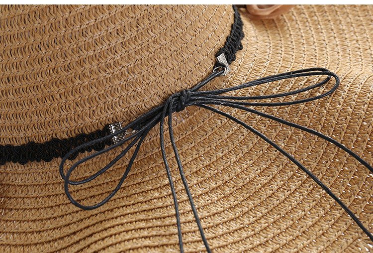 A Sunscreen Han Edition Big Beach Hat Wavy Skirt Together Leather Rope Weaving - AGB LuxeDrop