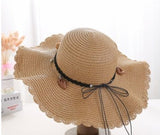 A Sunscreen Han Edition Big Beach Hat Wavy Skirt Together Leather Rope Weaving - AGB LuxeDrop