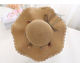 A Sunscreen Han Edition Big Beach Hat Wavy Skirt Together Leather Rope Weaving - AGB LuxeDrop