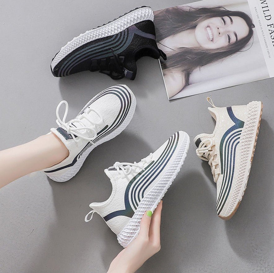 Flat Sneakers Women's Shoes Spring And Autumn Net Shoes Wild Breathable Casual Shoes Female Korean Students Running Shoes Old Shoes - AGB LuxeDrop