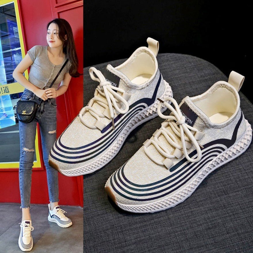 Flat Sneakers Women's Shoes Spring And Autumn Net Shoes Wild Breathable Casual Shoes Female Korean Students Running Shoes Old Shoes - AGB LuxeDrop