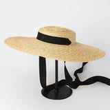 Simple And Fashionable Strappy Straw flat Top Straw Hat Sunshade Straw Straw Hat - AGB LuxeDrop