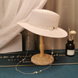 French Retro Pearl Chain Flat Straw Hat Elegant Top Hat Female Spring And Summer - AGB LuxeDrop