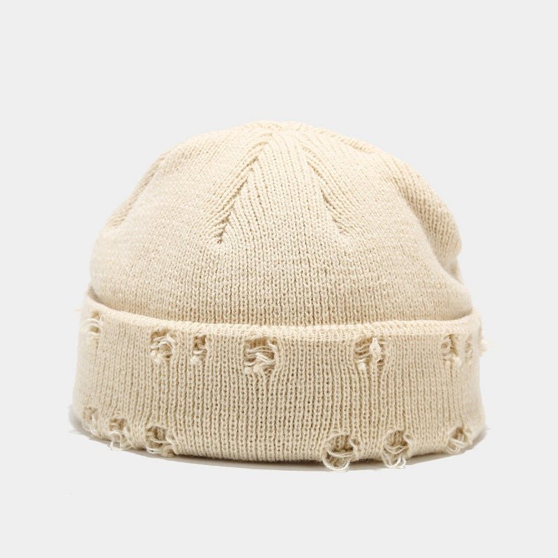 Hole knitted wool hat - AGB LuxeDrop
