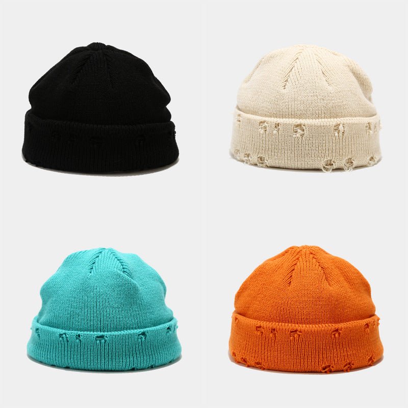 Hole knitted wool hat - AGB LuxeDrop