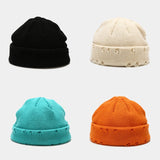 Hole knitted wool hat - AGB LuxeDrop