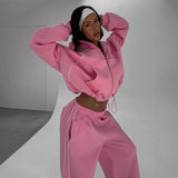 Athleisure Zip - up Long - sleeve Hoodie And Loose - fitting Sweatpants Set - AGB LuxeDrop