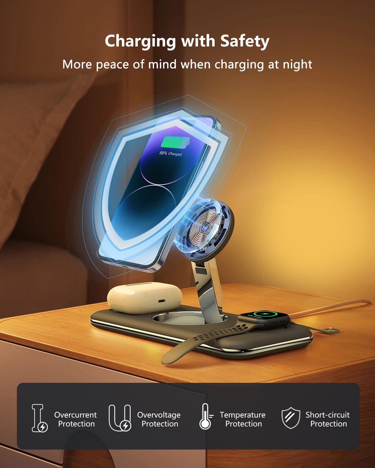 Folding Magnetic Wireless Charger Charger Desktop Bracket - AGB LuxeDrop