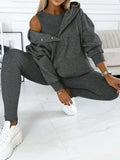 Athleisure Hoodie With Thick Thread Slim - fit Vest Pants - AGB LuxeDrop