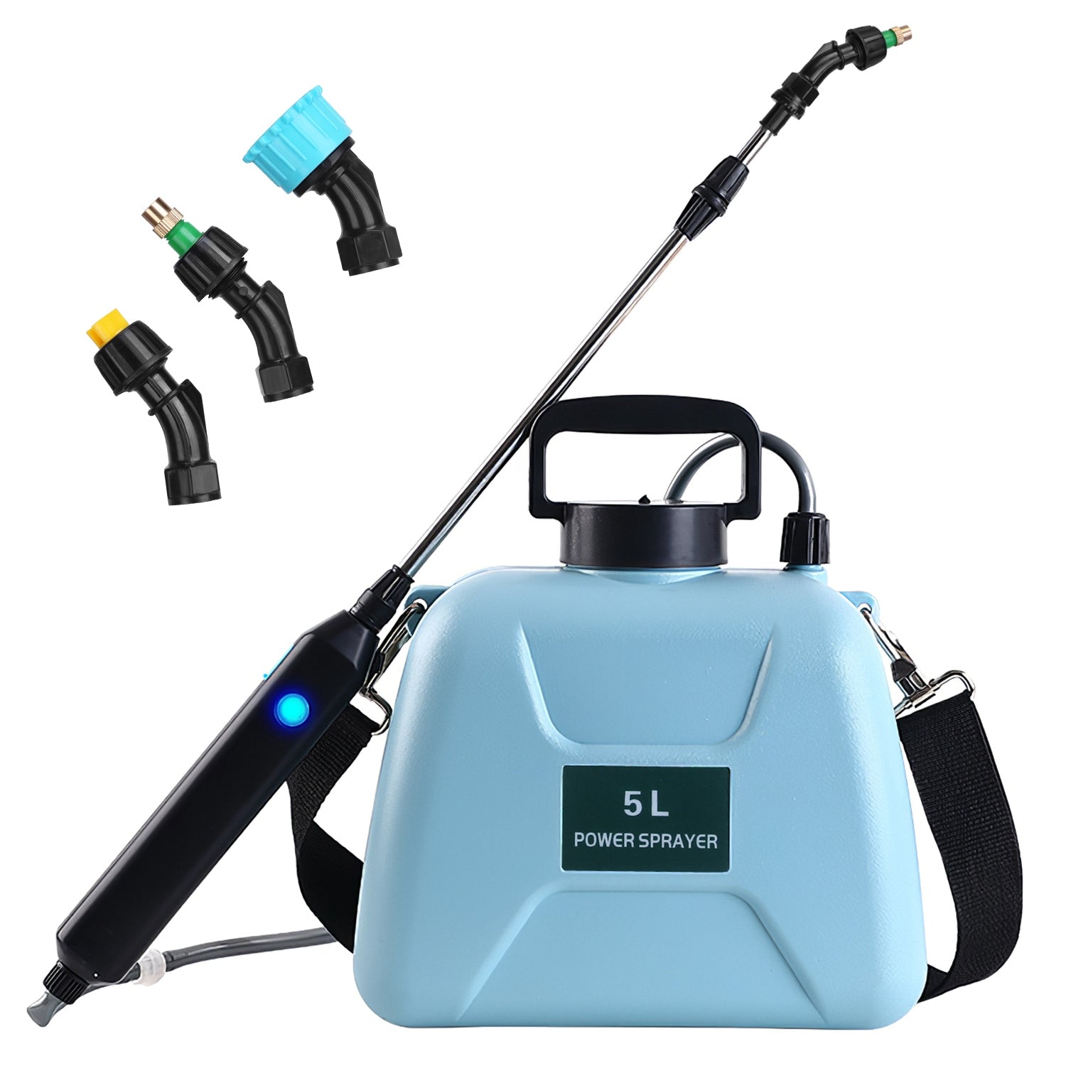 1Pc 1.3Gallon Electric Plant Sprayer Telescopic Rechargeable Garden Sprayer Automatic Handheld Sprayer With 3 Spray Spouts Shoulder Strap For Cleaning Sterilization