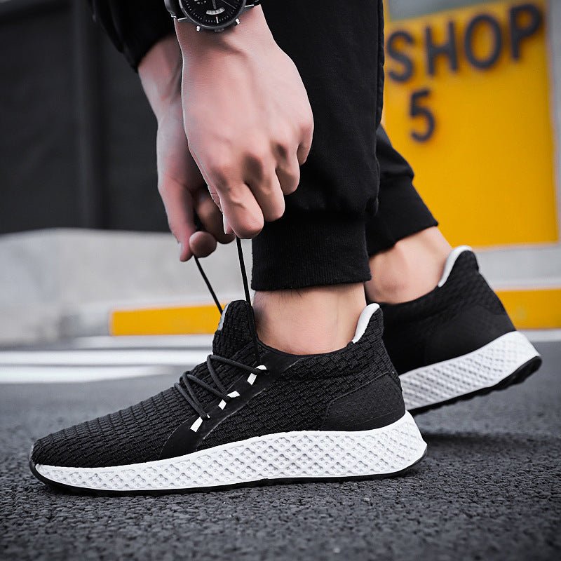 Spring and autumn sneakers trend casual wholesale men's shoes flying woven padded lightweight running shoes - AGB LuxeDrop