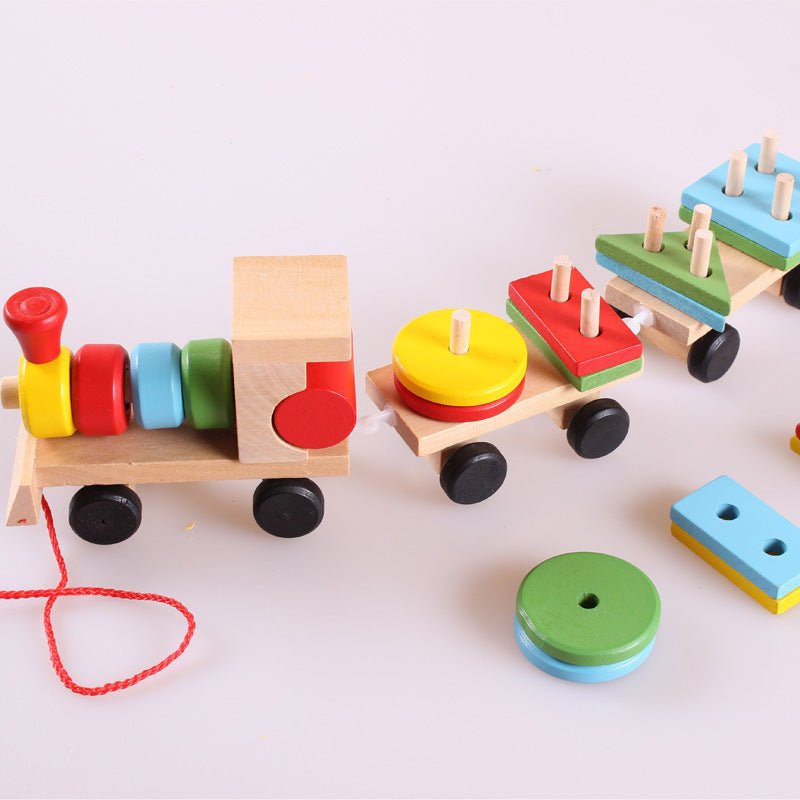 Wooden Train Three - section Tractor Toy Children's Intelligence Puzzle Toys Educational Toys - AGB LuxeDrop