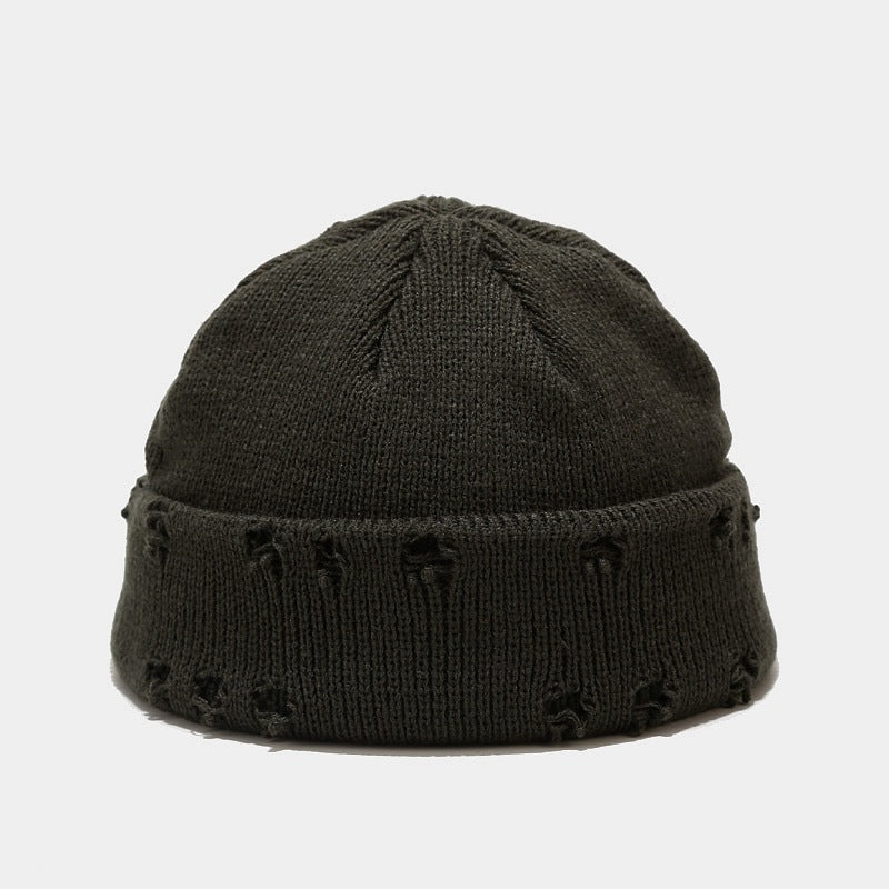 Hole knitted wool hat - AGB LuxeDrop