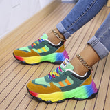 Women's Fashion Thick Bottom Colorful Front Lace - up Sneakers - AGB LuxeDrop