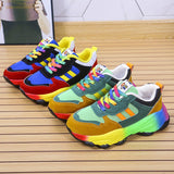 Women's Fashion Thick Bottom Colorful Front Lace - up Sneakers - AGB LuxeDrop