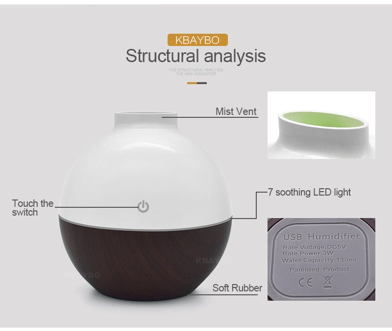 Wood grain home office desk mute humidifier - AGB LuxeDrop