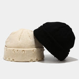 Hole knitted wool hat - AGB LuxeDrop