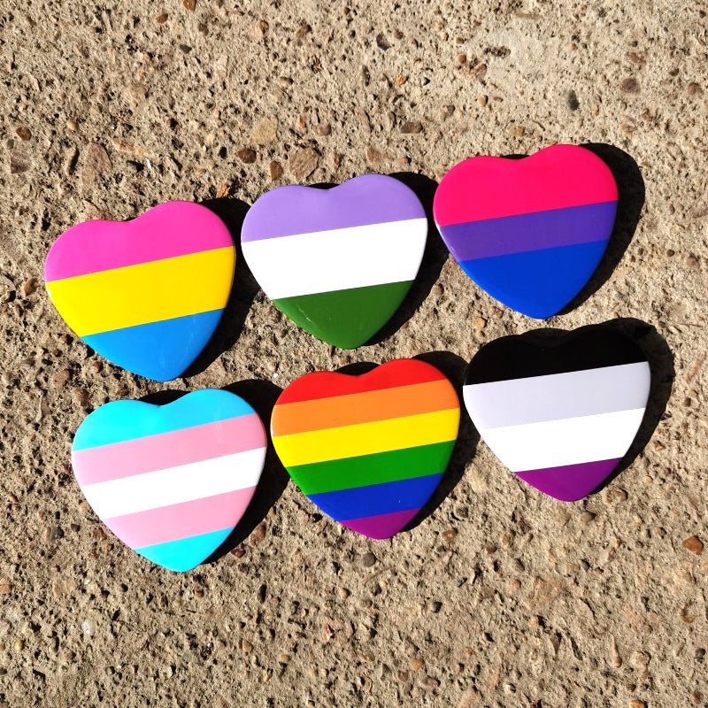 Creative Heart Shaped Rainbow Flag Badge - AGB LuxeDrop