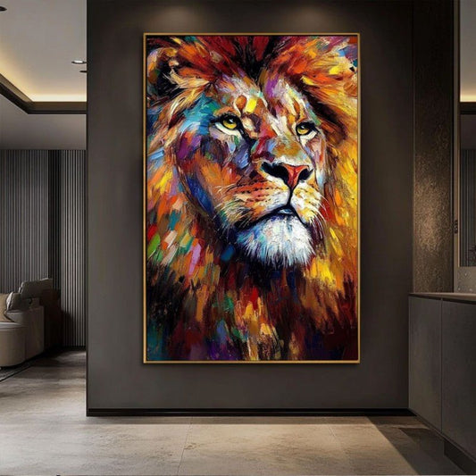 Abstract Lion Oil Painting - AGB LuxeDrop