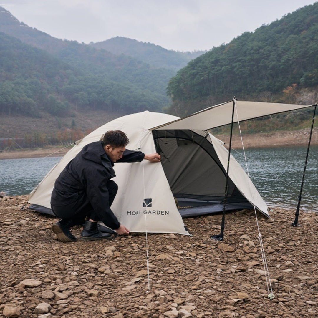 Outdoor Equipment Rain - proof Thickened Camping Three - point Tent Windproof Sunscreen Portable Folding Tent - AGB LuxeDrop