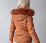 Cinched Hoodie With Fur Collar Short Jacket - AGB LuxeDrop