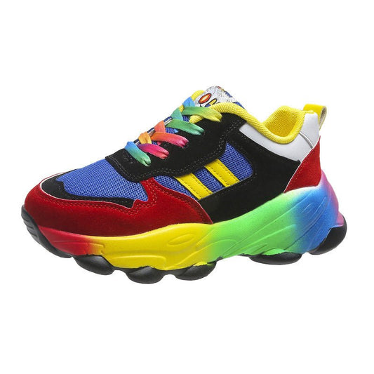 Women's Fashion Thick Bottom Colorful Front Lace - up Sneakers - AGB LuxeDrop