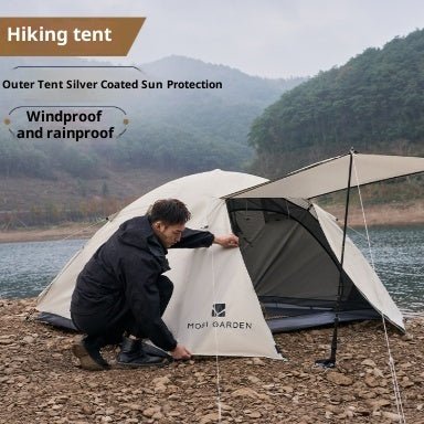 Outdoor Equipment Rain - proof Thickened Camping Three - point Tent Windproof Sunscreen Portable Folding Tent - AGB LuxeDrop
