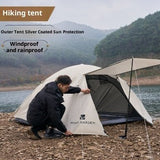 Outdoor Equipment Rain - proof Thickened Camping Three - point Tent Windproof Sunscreen Portable Folding Tent - AGB LuxeDrop