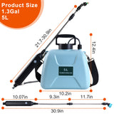 1Pc 1.3Gallon Electric Plant Sprayer Telescopic Rechargeable Garden Sprayer Automatic Handheld Sprayer With 3 Spray Spouts Shoulder Strap For Cleaning Sterilization