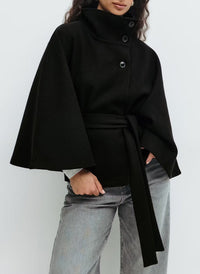 Winter High Neck Batwing Sleeve Coat For Women Clothing