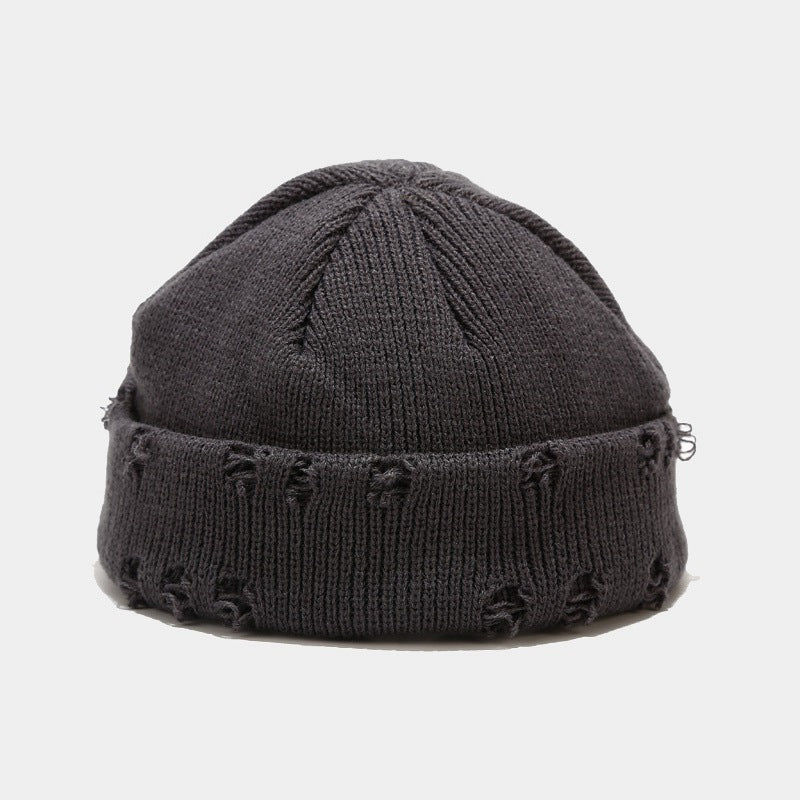 Hole knitted wool hat - AGB LuxeDrop
