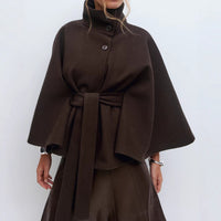 Winter High Neck Batwing Sleeve Coat For Women Clothing