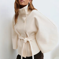 Winter High Neck Batwing Sleeve Coat For Women Clothing