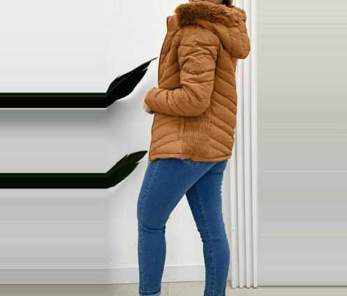 Cinched Hoodie With Fur Collar Short Jacket - AGB LuxeDrop