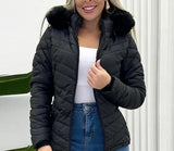 Cinched Hoodie With Fur Collar Short Jacket - AGB LuxeDrop