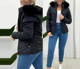 Cinched Hoodie With Fur Collar Short Jacket - AGB LuxeDrop