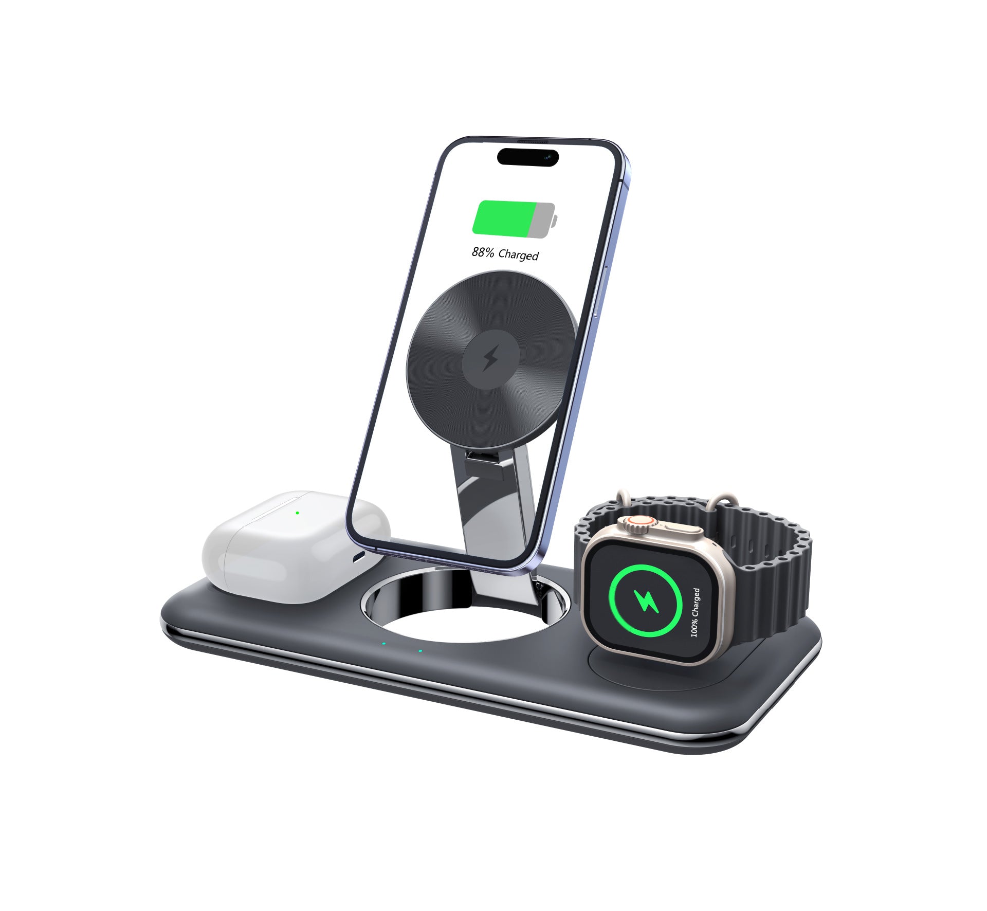 Folding Magnetic Wireless Charger Charger Desktop Bracket - AGB LuxeDrop