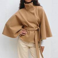 Winter High Neck Batwing Sleeve Coat For Women Clothing