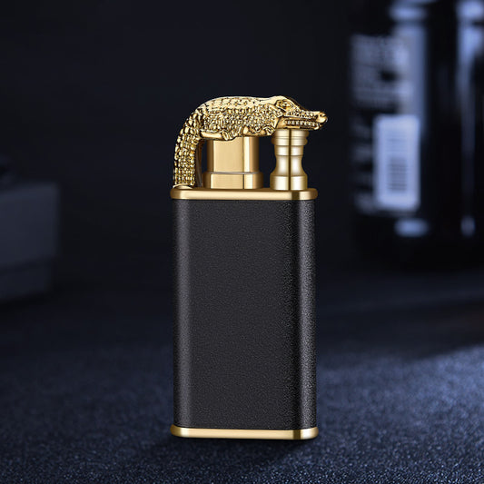 Blue Flame Lighter Dolphin Dragon Tiger Double Fire Metal Winproof Lighter Inflatable Lighter