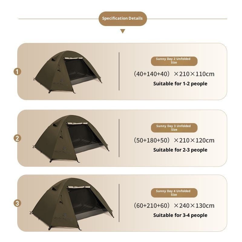 Outdoor Equipment Rain - proof Thickened Camping Three - point Tent Windproof Sunscreen Portable Folding Tent - AGB LuxeDrop