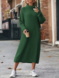 Winter Turtleneck Knitted Sweater Pullover Long Dresses For Women Clothing