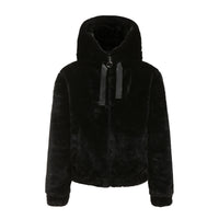 Plush Coat Hooded Long Sleeve Warm-keeping Cotton Clothing Short Top For Women